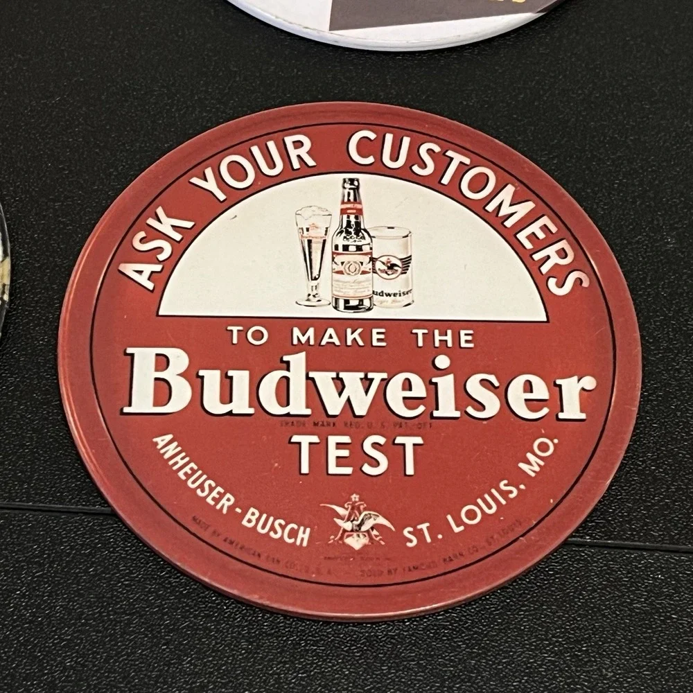 Budweiser Beer Coasters Lot Of 4 Cork Backing Anheuser-Busch King Of Beers